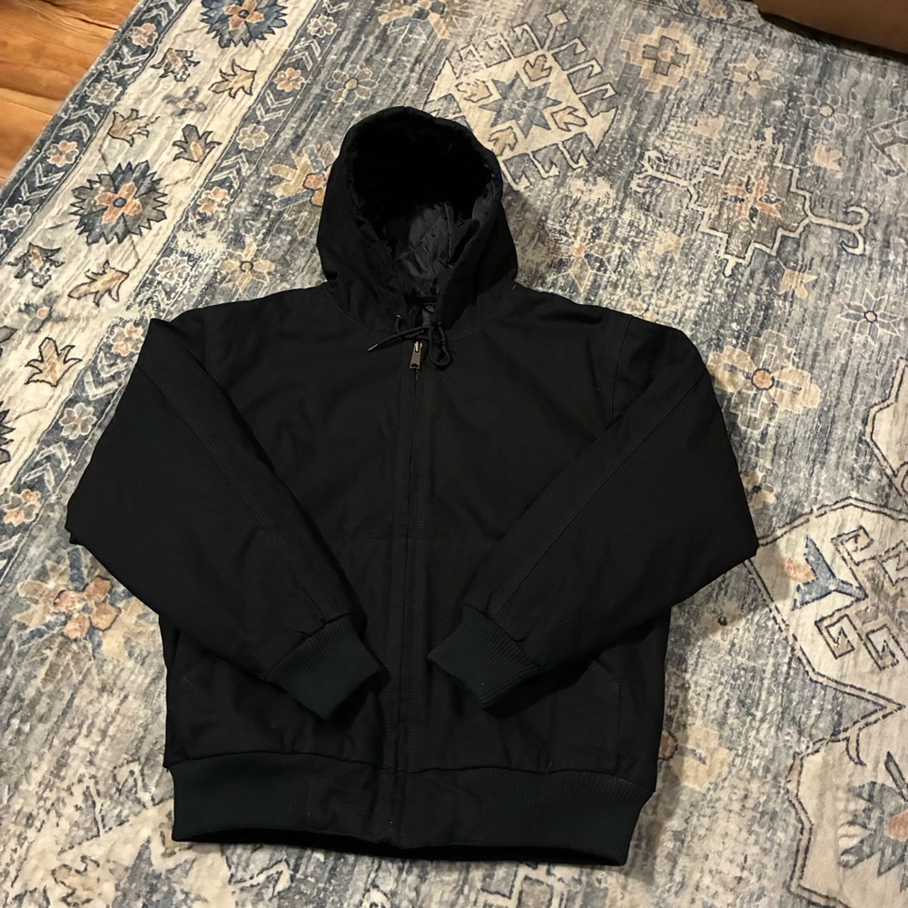 Santa Fe Men’s Carhartt Style Black Full Zip Hooded Canvas Jacket Size Medium